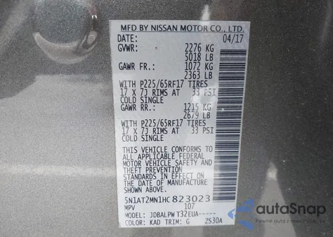 2017 Nissan Rogue S from USA, damaged, VIN 5N1AT2MN1HC823023